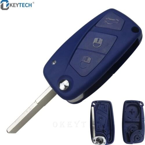 OkeyTech For FIAT Punto Ducato Stilo Panda 3 Buttons Replacement Flip Folding Remote Car Key Shell Case Cover SIP22 Blade