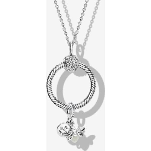 S925 silver color Necklace Women Necklace s925 silver color Necklace with DIY O Circle Pendant FIT original collar pandora