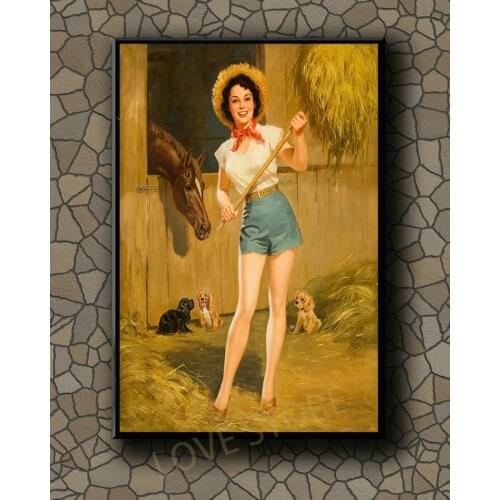 P081 Vintage Beautiful Pin-up Girl Classic Picture 200 Silk Fabric Poster Art Decor Indoor Painting Gift