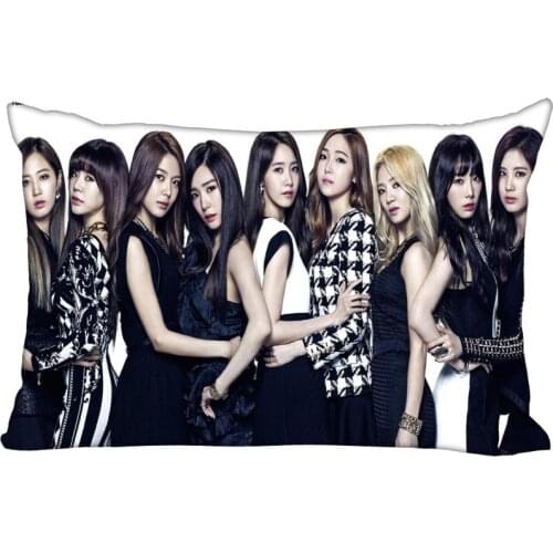 Hot Korea-Pop Custom Girls' Generation Satin Pillowcase 35x45cm (one side) Printed Zipper Silk PillowCover Custom Logo gift