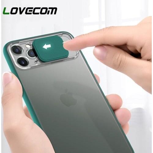 LOVECOM Slide Camera Protection Shockproof Phone Case For iPhone 12 11 Pro Max XR X XS Max 7 8 Plus Soft TPU Matte Back Cover