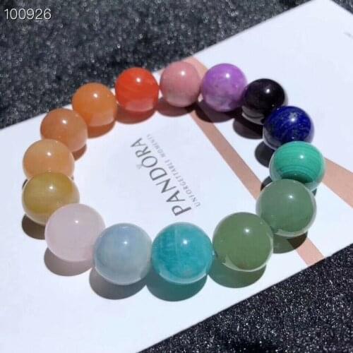 10mm 12mm 14mm Natural Rainbow Different Mixed Stone Chalcedony Lapis Amazonite Rose Quartz Agate Round Beads Bracelet AAAAA
