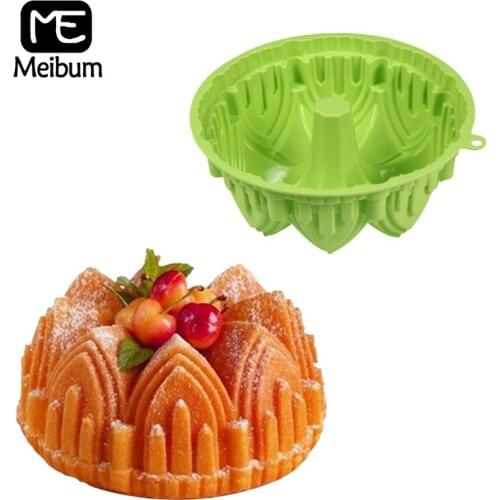 Meibum Castle Crown Chiffon Cake Molds Food Grade Silicone Moulds Birthday Pastry Baking Tools Dessert Pan Kitchen Bakeware