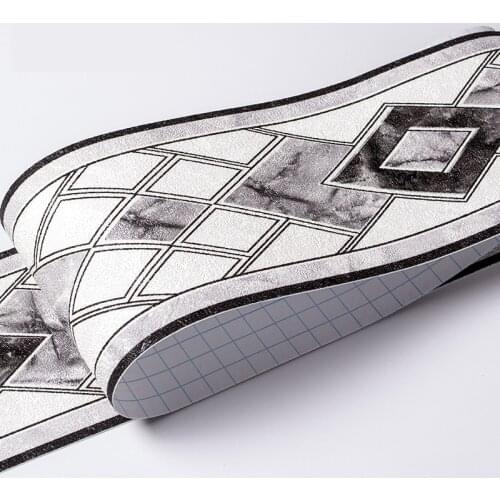 Modern Luxury Geometric Wallpaper Borders Waterproof Self Adhesive Tile Wall Trim Line Decorative 3d Skirting Board Sticker P078