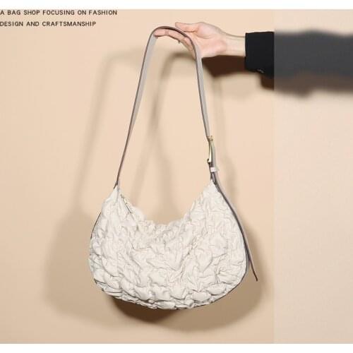 Women Tote Bag Autumn Winter Nylon Bucket Fashion Solid Soft Shoulder Bags Pures And Bags Crossbody Handbag Simple High-Capacity