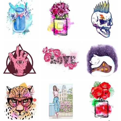 Iron On Transfers For Clothing Stickers ANimal Cat Flower Heat Transfers Iron On Patches On Clothes DIY Applique Patch Badge