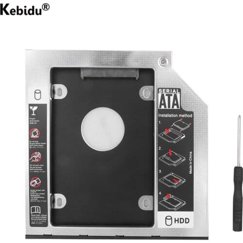 Kebidu 12.7/9.5mm Aluminum Hard Disk Drive Bay Universal 2.5 2nd Ssd Hd SATA Hard Disk Drive HDD Caddy Adapter Bay For Cd Dvd