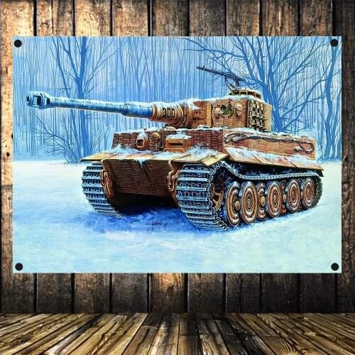 Military Poster Flag Banner Wall Decor Wehrmacht King Tiger Tank WW II Panzer Army Tank Wallpapers High Definition Old Photo A3