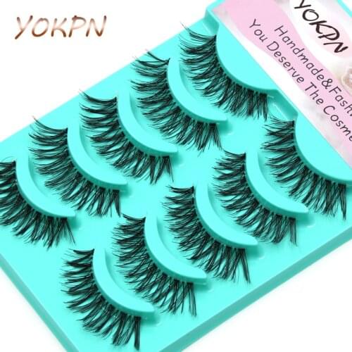 YOKPN Transparent Terrier Natural Long Fake Eyelashes Crisscross Messy Winged Thick False Eyelashes Daily Makeup Soft Eyelashes