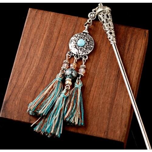 2019 Womens Vintage Tassel Hair Jewelry Bohemia Hair Sticks Summer Ethnic Feather Chinese Style Hairpin