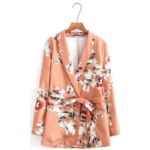 New Women Vintage Floral Print Blazer+Pants Spring Autumn Cardigan Belt Blazers Casual Office Lady Long Sleeve Suit