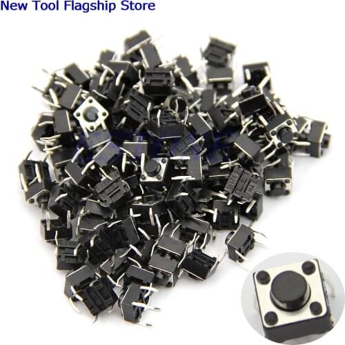 100pcs 6x6x5mm 4pin Tactile Push Button Switch Momentary Tact DIP Through-Hole