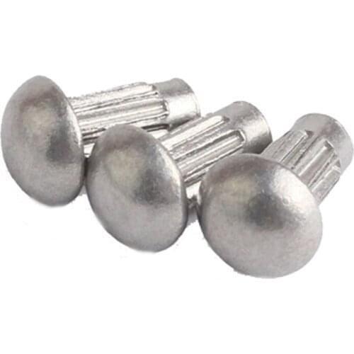 112pcs D2.5 Round Head Knurled Solid Rivets 4mm-8mm Bar Length Aluminum Alloy