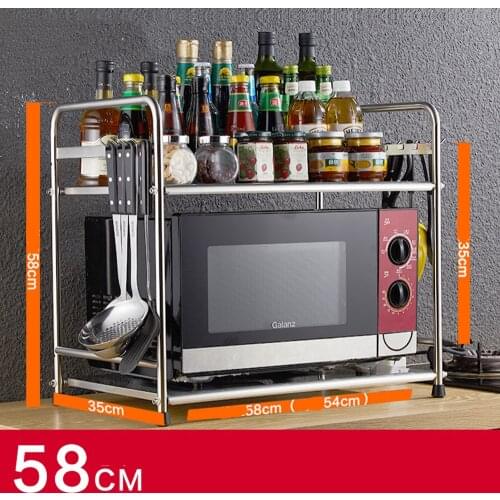 2-Tier 58cm Multi-functional Kitchen Storage Shelf Table Rack Microwave Oven Shelving Unit Bathroom Book Shelf
