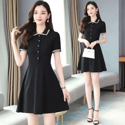 2021 High Quality Cotton Black Chic Sexy Dress Summer Vintage Solid Plus Size Mini Sundress Women Elegant Bodycon Party Vestidos