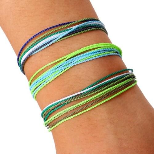 3 Pieces Handmade Braided Bracelet Waterproof Wax Coated Rope Bracelet Surfer Bohemian Wrist Cord for Women Handcrafted Jewelry