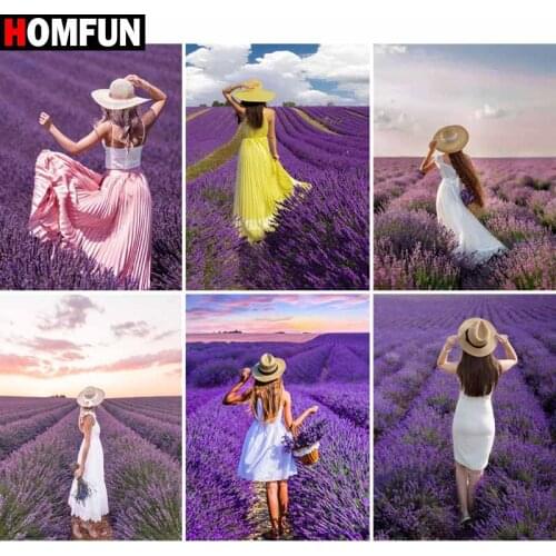 HOMFUN Full Square/Round Drill 5D DIY Diamond Painting "Lavender girl portrait scene" Embroidery Cross Stitch 5D Home Decor Gift