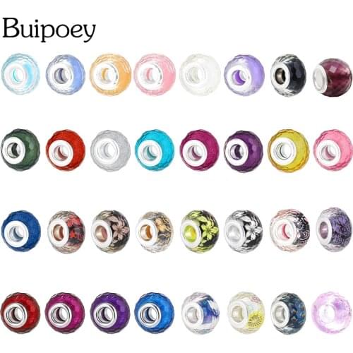 Buipoey Acrylic Small Cut Surface Crystal Beaded Flowers Charm Fit Original Women Jewelry Accessories Bead