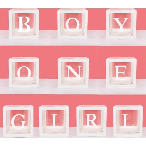 Baby shower boy girl one A-Z letter name box balloons decoration kids first 1st one year old birthday party gender reveal party