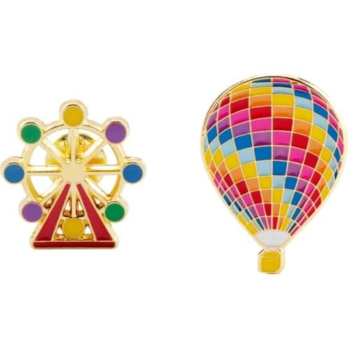 New Fashion Ferris Wheel Pins Aesthetic Hot Air Balloon Brooch значки Shirt Bag Lapel Badge Enamel Pin for Gift