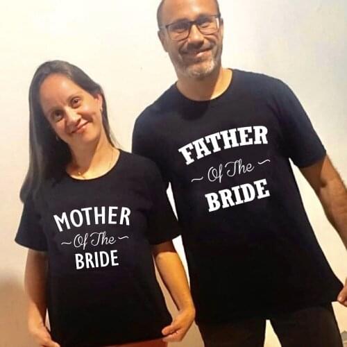 Mother and Father of The Bride Couple T-shirt for Daughter Wedding Party Graphic Tees Short Sleeve T Shirts Family Matching Tops