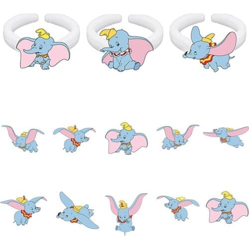 Disney Blue Flying Dumbo Ring Personality Ladies Ring Ring Colorful Jewelry Epoxy Acrylic Trend Fashion Jewelry