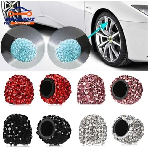 4PCS Crystal Car Tire Valve Caps Diamond Shining Dust-proof Wheel Valve Cover Vehicle Bling Car Charms Decor Auto Accessories