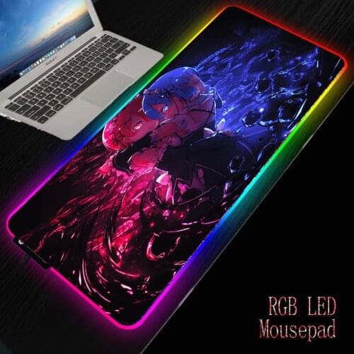 Anime ReZERO Girl Mice Pad RGB glowing and ordinary rubber desktop pads Mat S/M/L/XL dropshipping