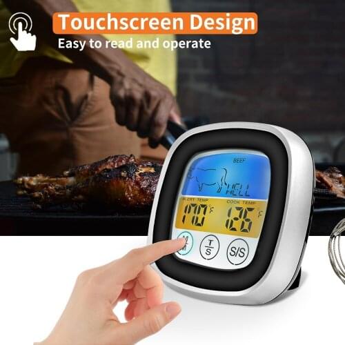 1PCS Kitchen Food Digital Display Touch Thermometer Outdoor Barbecue Thermometer Timer Cooking Food Meat Kitchen Tools for BBQ