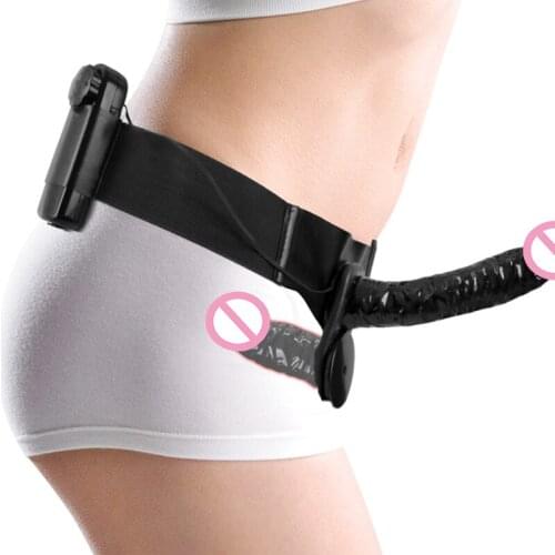 Lesbian Sex Pants Strap On Double Dicks Vibrating Soft Realistic Black Penis Couples Anal Plug Dildo Female Les Sex Toys