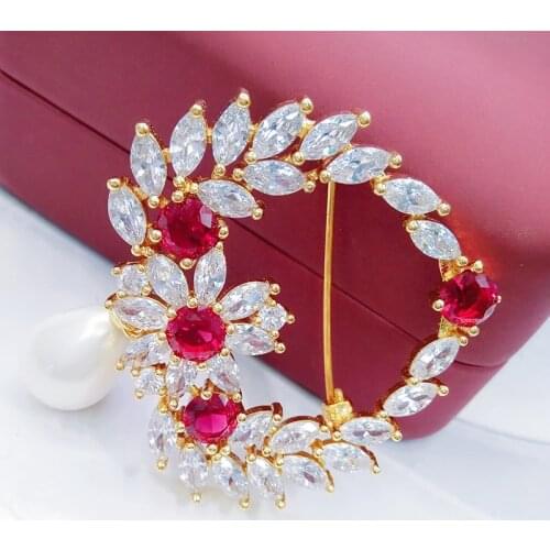 Best Selling Brooch Bouquet Drop Pearl Wedding Broche Bouquet de mariage flower marquise zircon jewelry buque de noiva brooches