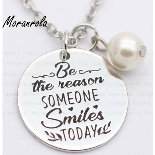 New arried "Be the Reason Someone Smiles today"Copper necklace Keychain,charm Hand-Stamped Jewelry Smiles Encouragement jewelry