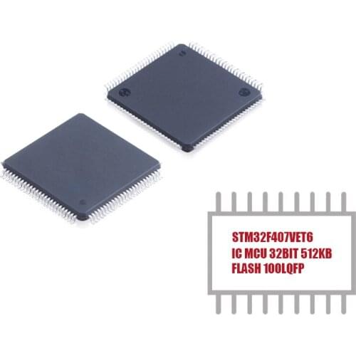 1PCS STM32F407VET6 IC MCU 32-Bit 168MHz 512KB (512K x 8) FLASH 100-LQFP (14x14) ARM Cortex-M4 series Microcontroller