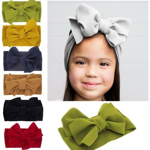 FASACC New Fashion Big Girl Hair Bow Headband Children Hairband Headdress Textured Fabric Elastic Turban Kids Hair Accessories