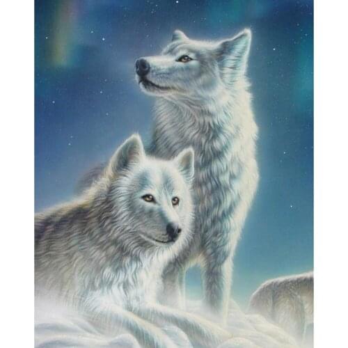 Snow Wolf DIY Animal 11CT Embroidery Cross Stitch Kit Thread Canvas Printed Animal For Living Room Needlework Craft Set Cotton
