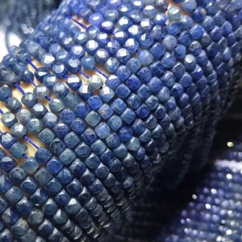 Natural Sapphire stone cube beads faceted square perle for needlework making jewelry DIY Bracelet necklace kralen wholesale