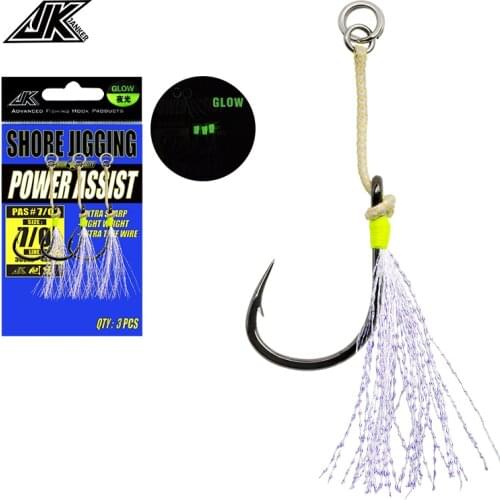 JK PAS-B Fishing Single Assist Hook Set 3/0 5/0 7/0 8/0 9/0 10/0 Fishhook Hooks Boat Fishing Accessories