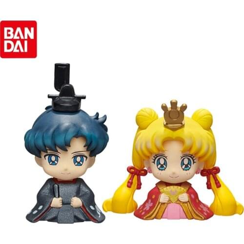 Bandai Genuine Limited Set Candy Toy Sailor Moon Q Version Chiba Mamoru & Sailor Moon Cute Anime Action Figures Model Toys