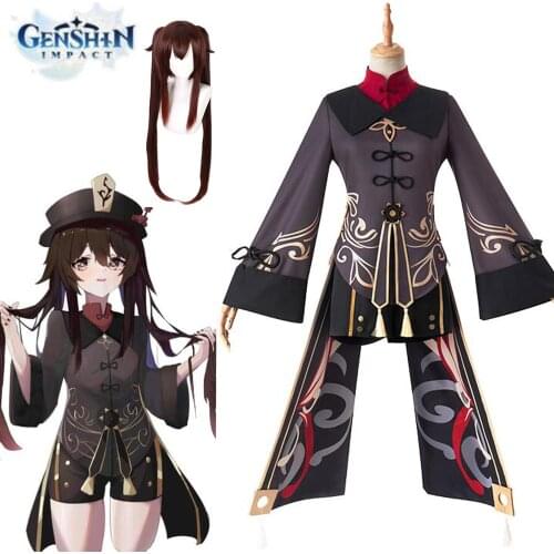 Anime Game Genshin Impact Hu Tao Cosplay Costume Outfits Dress Halloween Carnival For Women Girl Uniforms Wig Full Set