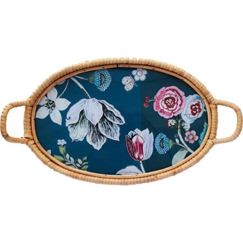 Rattan Tray Household Tray Nordic Style Dining Tray Sundries Storage Box Coffee Table Storage Tray Fruit Plate