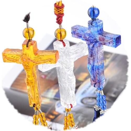 Seasons Greeting Wish you Good Luck Decorative Beautiful handcrafted Christian cross friend gift in home office study crystal