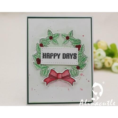 AlinaCraft CLEAR STAMPS christmas leaf wreath gift bow berry Scrapbook Card paper craft silicon rubber roller transparent stamp
