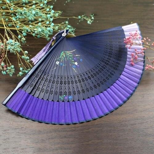 Hand painted folding fan * wedding folding fan * high grade silk female fan * Chinese style gift fan * carving craft fan