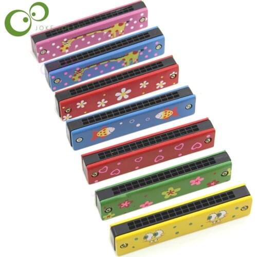 Colorful Educational Musical Wooden Painted Harmonica Instrument Toy for Kids Children Gift Randomly Kid high quality GYH