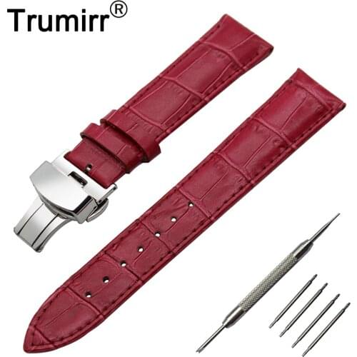18mm Genuine Leather Watch Band for Withings Activite / Steel / Pop Stainless Butterfly Buckle Strap Wrist Belt Bracelet + Tool