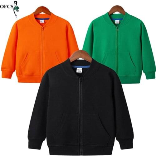 Retail Fall Solid Jackets Boys Girls Zipper Hoodie Coat Casual Blazer Baby Trench Coat Kids Outerwear Cotton Spring Blazer 2-12T