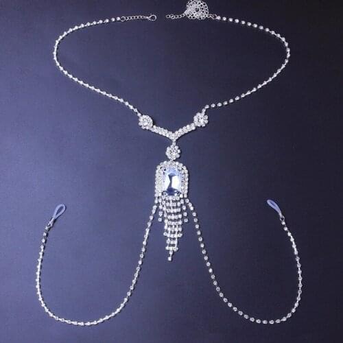 Sexy Lingerie Nipple Ring Bra Body Chain for Women Luxury Rhinestone Tassel Non Piercing Chest Chain Body Jewelry Accessories