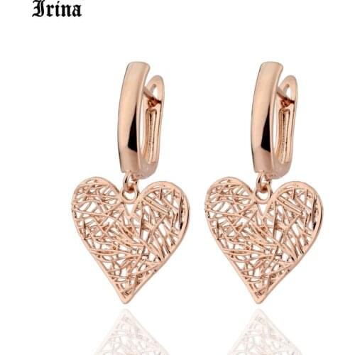 2020 New Earrings Sell 585 Gold Color Dangle Earrings Stylish Hollow Out Heart Shaped French Hook Earring For Women Jewelry