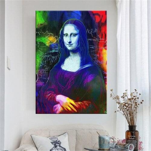 Nordic Abstract Graffiti Mona Lisa Poster Modern Wall Art Print Color Canvas Painting Modular Picture Home Decor For Living Room