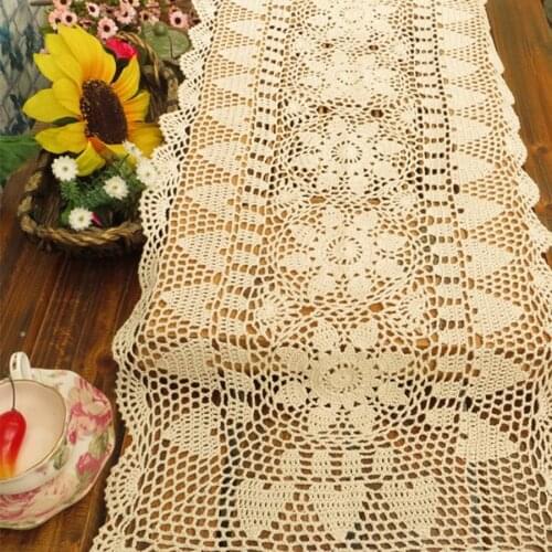 Cotton Tablecloth Handmade Flower Design Crocheted Table Runner Used for Decoration Table Television 1PCS/lot